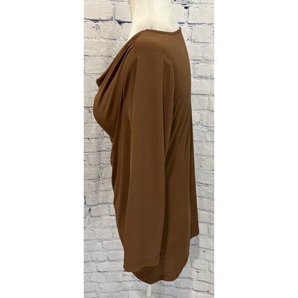 Susan Graver Brown Modern Essentials Liquid Knit Cowl Neck Top QVC Size XS - Picture 4 of 7